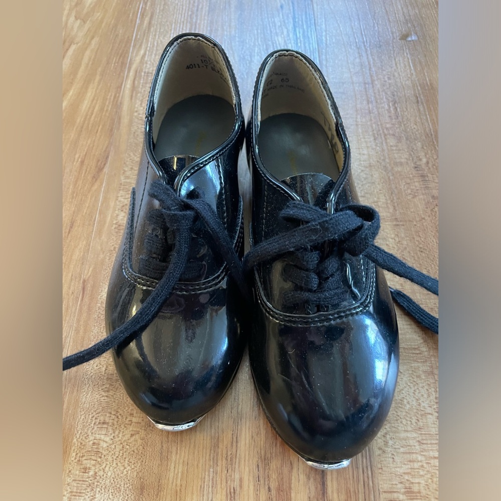 Shiny Black Tap Dance Shoes for Kids